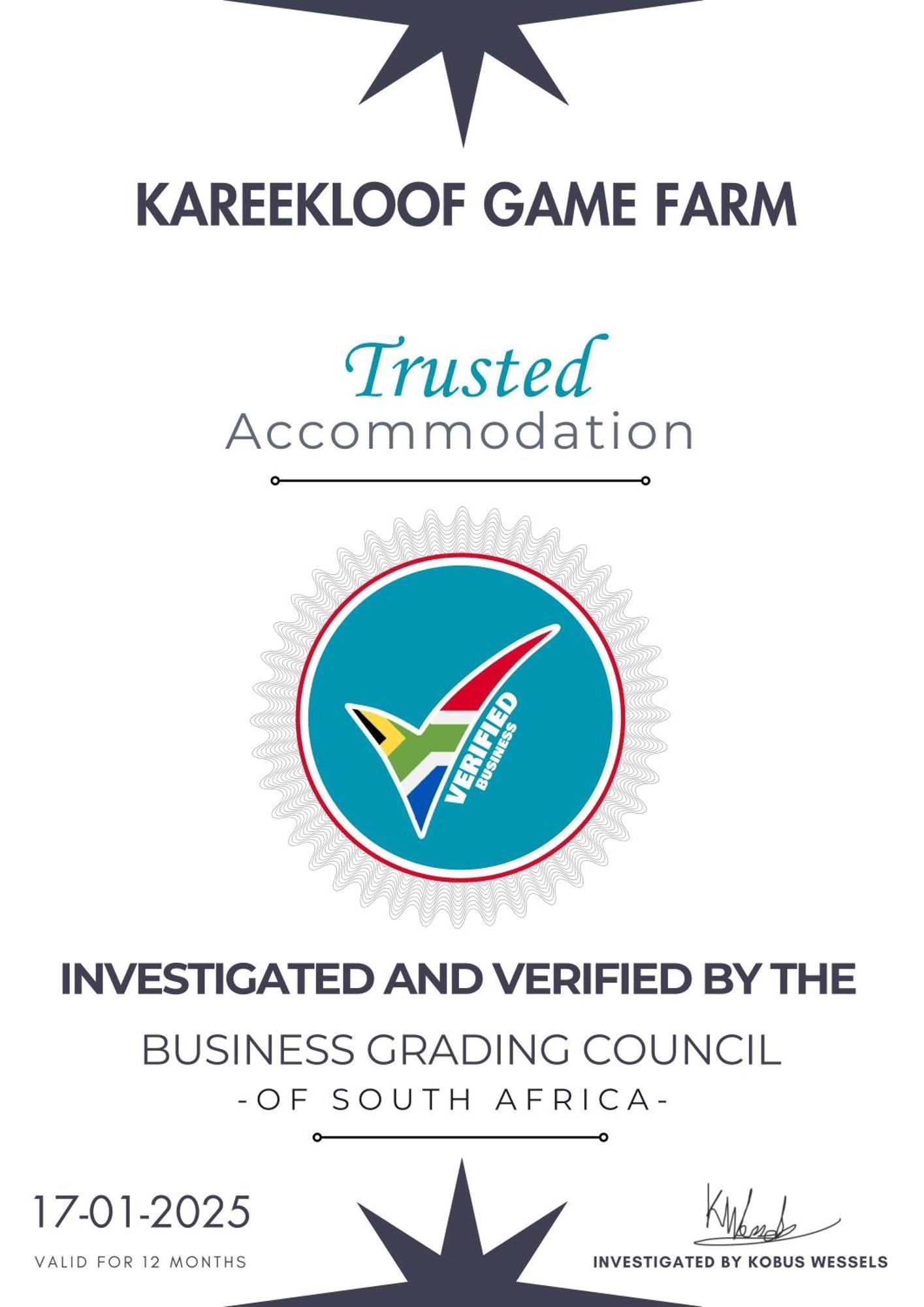 Kareekloof Game Farm Villa Derby Екстериор снимка